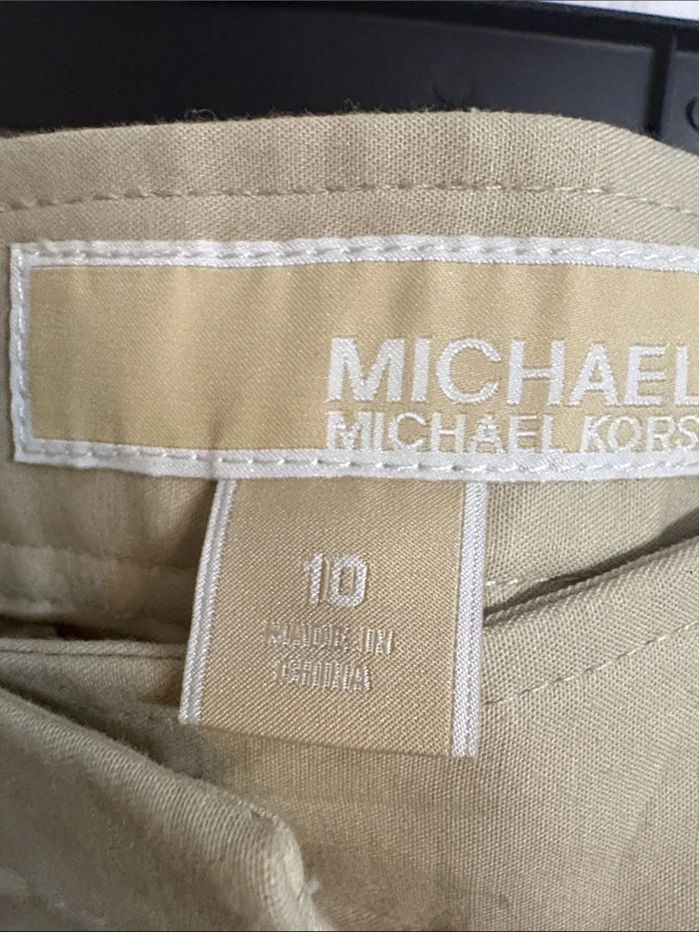 Michael Kors Neutral Beige Pants with Chain Detail